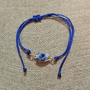 Lapis Lazuli Blue And Gold Adjustable Bracelet.